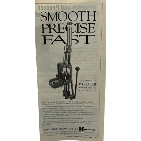 Hornady Pro-Jector Progressive Press Vintage Print Ad 1990s Reloading Machine - Picture 6 of 6